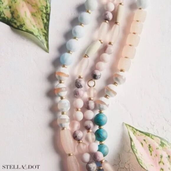 Stella & Dot Brix Statement Necklace Pastel Beads 9-in-1 Versatile - Picture 9 of 10